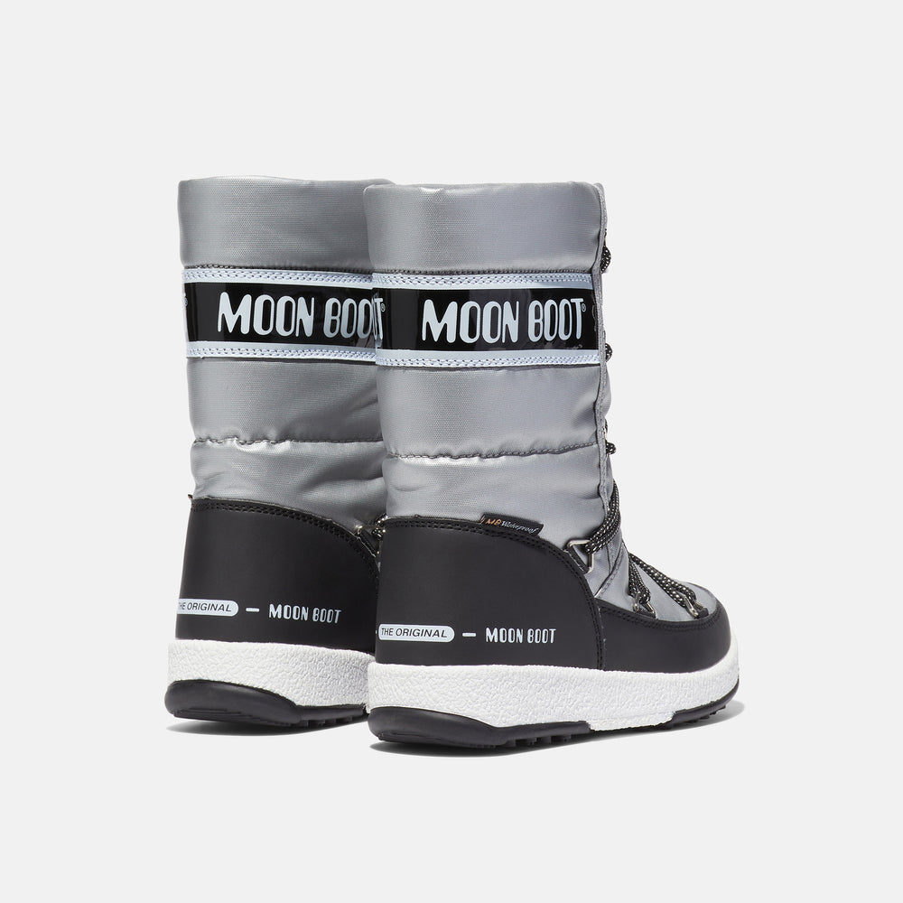 Junior Quilted MoonBoot in Silver / Black